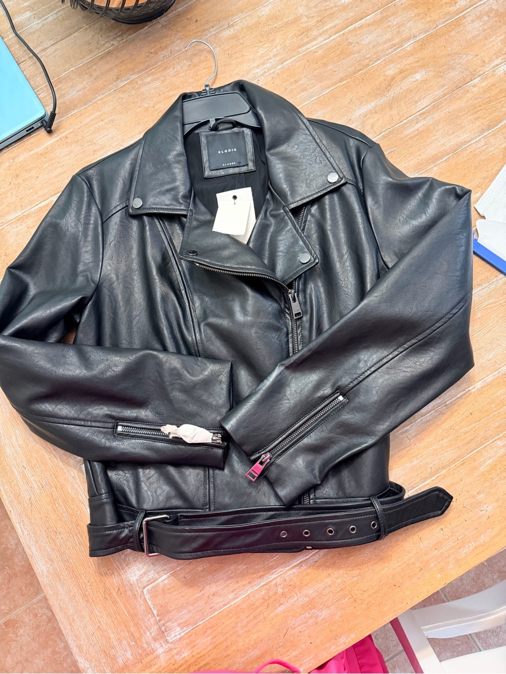 Elodie Black Faux Leather Moto Jacket